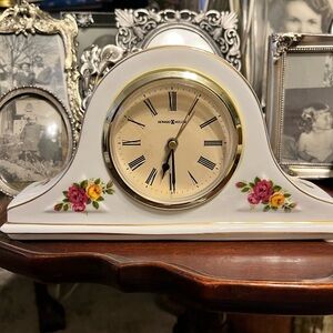 Howard Miller Country Rose Ceramic Mantle Battery Alarm Clock